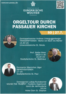 Orgeltour durch Passauer Kirchen im Rahmen der Europäischen Wochen
