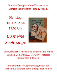 Plakat zum Vortrag von Prof. K. Klek zu Paul Gerhardt