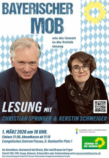 Plakat zur Lesung "Bayrischer Mob" mit Christian Springer und Kerstin Schweiger