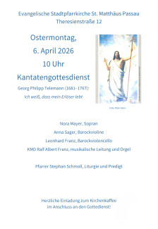 Plakat zum Kantatengottesdienst am Ostermontag, 06.04.2026