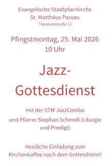 Plakat Jazz-Gottesdienst am Pfingstmontag